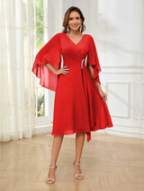 Luxurious A-Line V-Neck Beading Chiffon Short Mother Of The Bride Dresses