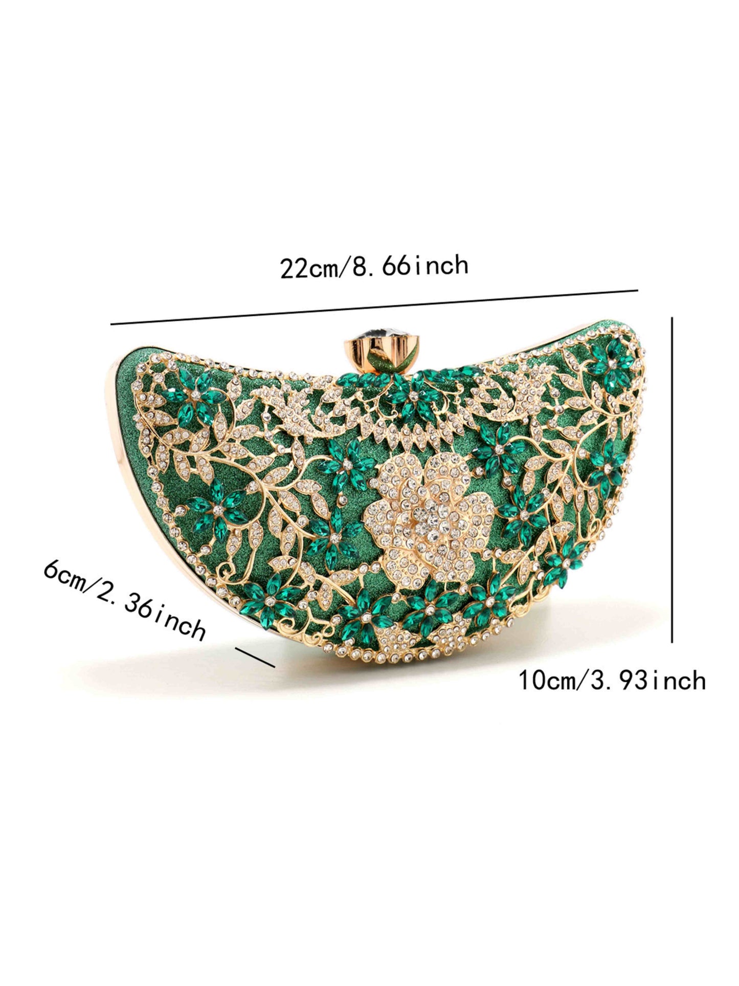 Luxury Crystal Floral Evening Clutch Bag with Metal Handle for Wedding, Prom & Formal Events