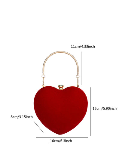 Luxury Heart Shaped Velvet Box Clutch Bag for Wedding, Prom & Special Occasions