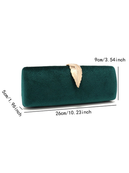 Luxury Satin Evening Clutch Bag with Leaf Clasp for Wedding, Prom & Formal Events