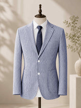 Men's Blazer Regular Fit Striped Seersucker for Summer Events