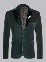 Men's Blazer Tailored Fit Single Breasted Velvet Formal Jacket Elegant Evening Wear