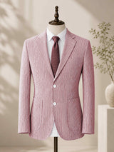 Men's Blazer Regular Fit Striped Seersucker for Summer Events