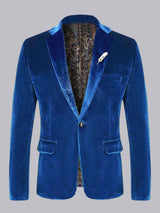 Men's Blazer Tailored Fit Single Breasted Velvet Formal Jacket Elegant Evening Wear