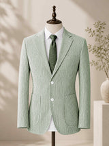 Men's Blazer Regular Fit Striped Seersucker for Summer Events