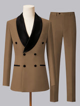 Men's Suit 2 Pieces Tailored Fit Shawl Lapel Double Breasted Formal Occasion Outfit