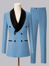 Men's Suit 2 Pieces Tailored Fit Shawl Lapel Double Breasted Formal Occasion Outfit