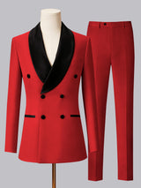 Men's Suit 2 Pieces Tailored Fit Shawl Lapel Double Breasted Formal Occasion Outfit