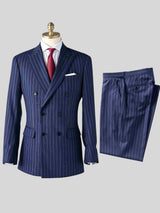 Men’s Suits 2 Piece Tailored Fit Double Breasted Peak Lapel Pinstripe Formal Suit