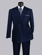 Men’s Suits 2 Piece Toilored Fit Double Breasted Peak Lapel Pinstripe for Wedding and Business