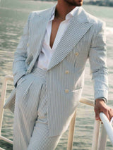 Men's Suits 2 Pieces Tailored Fit Peak Lapel Wedding Outfit Elegant Gentleman Look