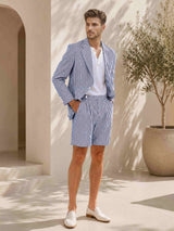 Men's Suit 2 Pieces Regular Fit Blazer and Tailored Shorts Summer Casual Vacation Outfit with Lapel Shirt Style