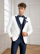 Men's Suits 3 Pieces Tailored Fit Block Peak Lapel Wedding Ready Style