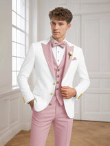 Men's Suits 3 Pieces Tailored Fit Block Peak Lapel Wedding Ready Style
