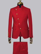 Men's Suits 2 Piece Slim Fit Stand Up Collar Formal Wear for Business and Events