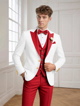 Men's Suits 3 Pieces Tailored Fit Block Peak Lapel Wedding Ready Style