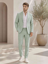 Men's Suit 2 Pieces Regular Fit Striped Seersucker Suit Set Casual Wedding & Summer Occasion Outfit