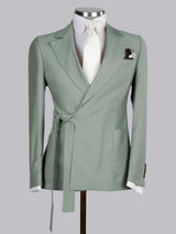 Men's Blazer Modern Style Relaxed Notch Lapel Belted Wrap Suit For Events