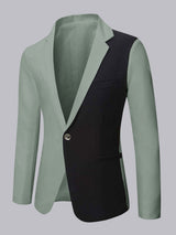 Men's Blazer Slim Fit One Button Contrast Design for Formal Events