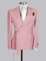 Men's Blazer Modern Style Relaxed Notch Lapel Belted Wrap Suit For Events