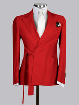 Men's Blazer Modern Style Relaxed Notch Lapel Belted Wrap Suit For Events