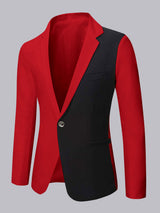 Men's Blazer Slim Fit One Button Contrast Design for Formal Events