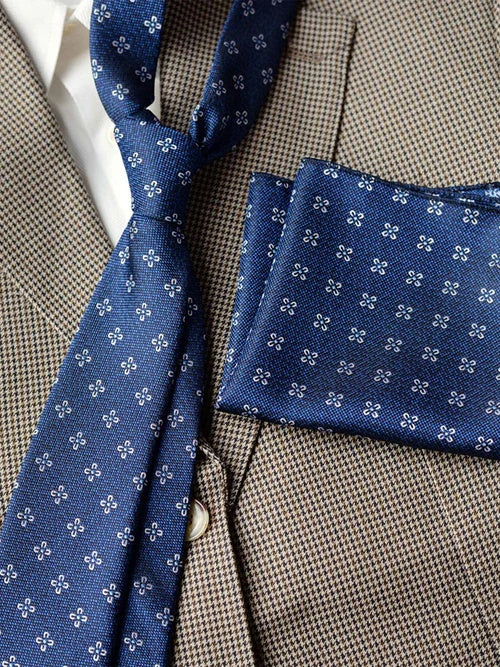 Men’s Luxury Patterned Tie and Pocket Square Set Classic Formal Style