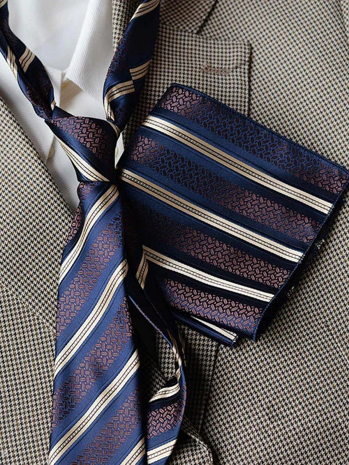 Men’s Luxury Patterned Tie and Pocket Square Set Classic Formal Style