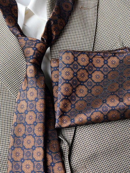 Men’s Luxury Patterned Tie and Pocket Square Set Classic Formal Style