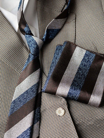 Men’s Luxury Patterned Tie and Pocket Square Set Classic Formal Style