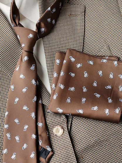 Men’s Luxury Patterned Tie and Pocket Square Set Classic Formal Style
