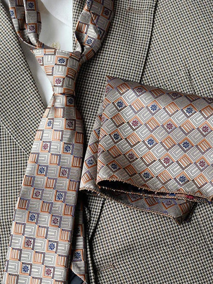 Men’s Luxury Patterned Tie and Pocket Square Set Classic Formal Style