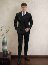 Men's Suits 2 Pieces Classic Fit Single Breasted Notch Lapel Strap Detail Elegant Formal Wear