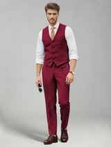 Men's Suits Linen 2 Pieces Slim Fit Single Breasted Vest & Pants Set for Wedding Beach