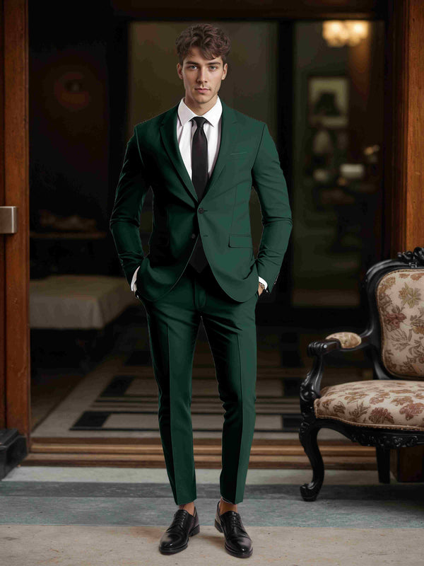 Emerald Green Men's Suits 2 Pieces Slim Fit Two Buttons Wedding Outfit