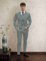 Men's Suits 2 Pieces Classic Fit Single Breasted Notch Lapel Strap Detail Elegant Formal Wear