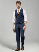 Men's Suits Linen 2 Pieces Slim Fit Single Breasted Vest & Pants Set for Wedding Beach