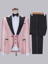 Men's Suit 3 Pieces Slim Fit Peak Lapel One Button for Wedding