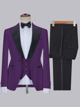 Men's Suit 3 Pieces Slim Fit Peak Lapel One Button for Wedding