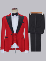 Men's Suit 3 Pieces Slim Fit Peak Lapel One Button for Wedding