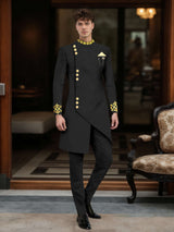 Men's Suits 2 Piece Modern Style Asymmetrical Mandarin Collar Wedding Suit