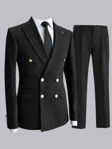 Men's Suits 2 Pieces Classic Fit Double Breasted Business Office Professional Wear
