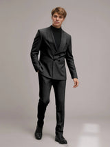 Men's Suits 2 Pieces Tailored Fit Double Breasted Shawl Lapel Groom Evening Outfit