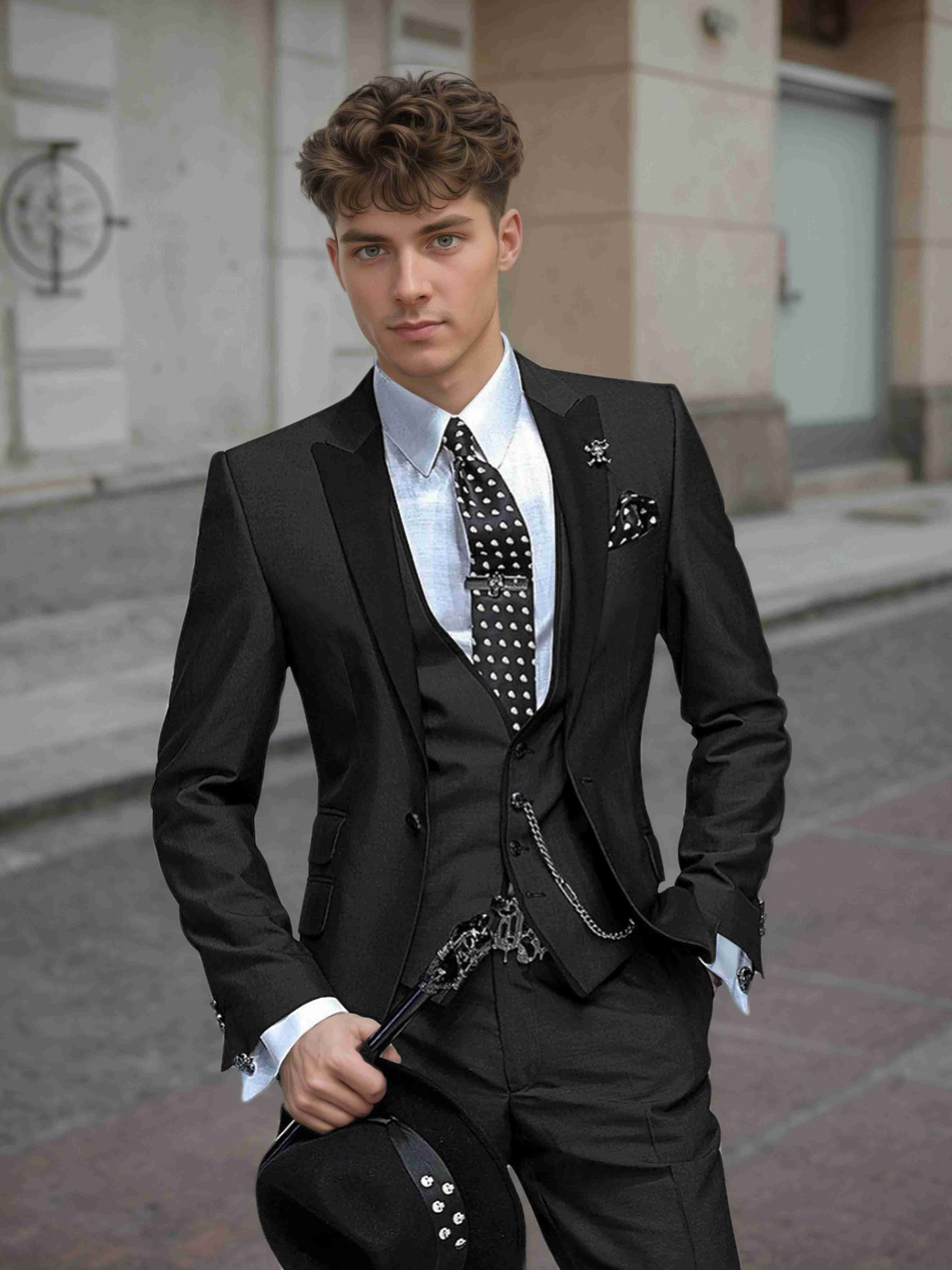 Men's Suits 3 Pieces Tailored Fit One Button Wedding Outfit Luxury Sty ...
