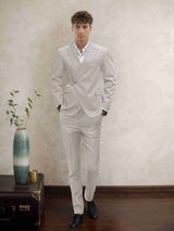 Men's Suits 2 Pieces Tailored Fit Tailored Fit Belted Peak Lapel Wrap Design Wedding Outfit