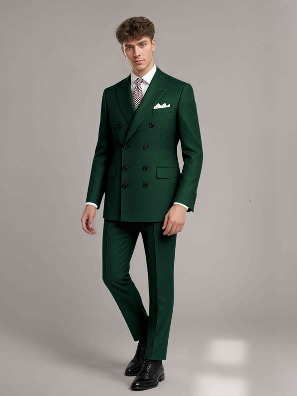 Emerald Green Men's Suits 2 Pieces Tailored Fit Three Buttons Groom Outfit Timeless Elegance