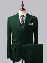 Men's Suits 2 Pieces Tailored Fit Belted Notch Lapel Formal Outfit for Party and Wedding