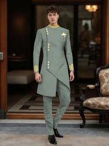 Men's Suits 2 Piece Modern Style Asymmetrical Mandarin Collar Wedding Suit
