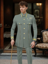 Men's Suits 2 Piece Modern Style Structured Collar Embroidered Formal Wear