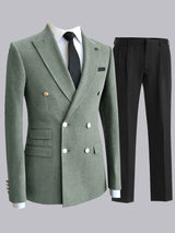 Men's Suits 2 Pieces Classic Fit Double Breasted Business Office Professional Wear